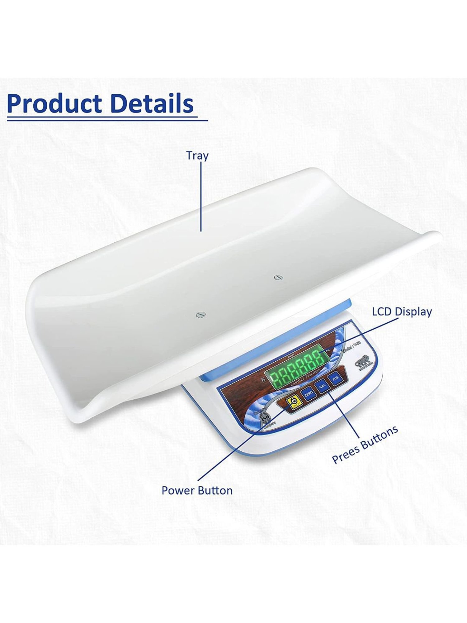 MCP Virgo Digital Baby Weighing Scale with Tray (White)