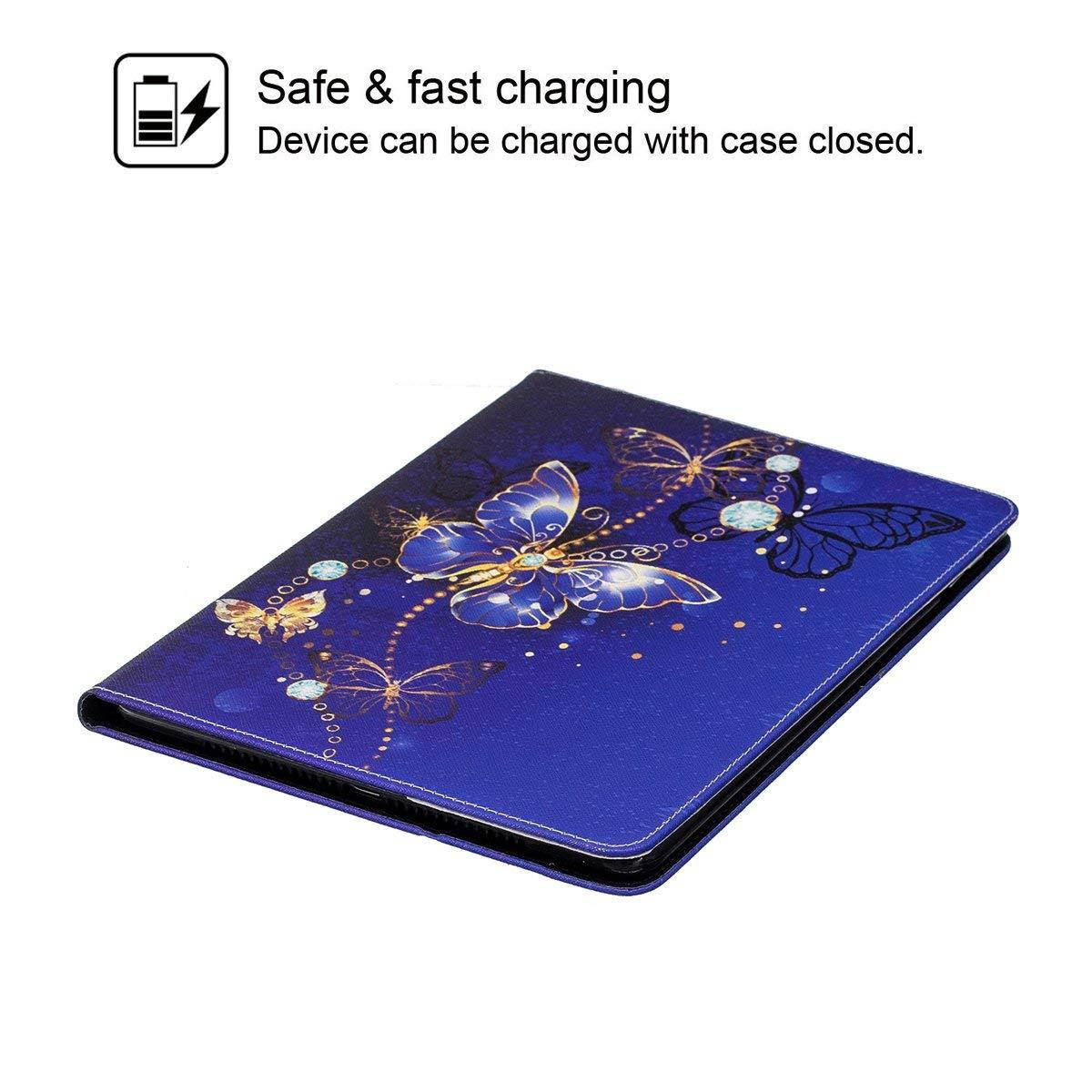 iPad 9.7 2018/2017 Case, Newshine PU Leather Wallet Stand Case for New Apple iPad Education 2018 (A1893 A1954), iPad 9.7 2017 (A1822 A1823), iPad Pro 9.7 2016, iPad Air 2, iPad Air - Cobalt Butterfly