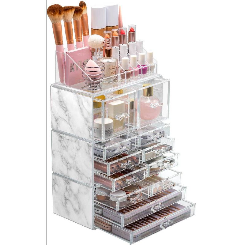 Sorbus Cosmetic Makeup and Jewelry Storage Case Tower Display Organizer - Marble