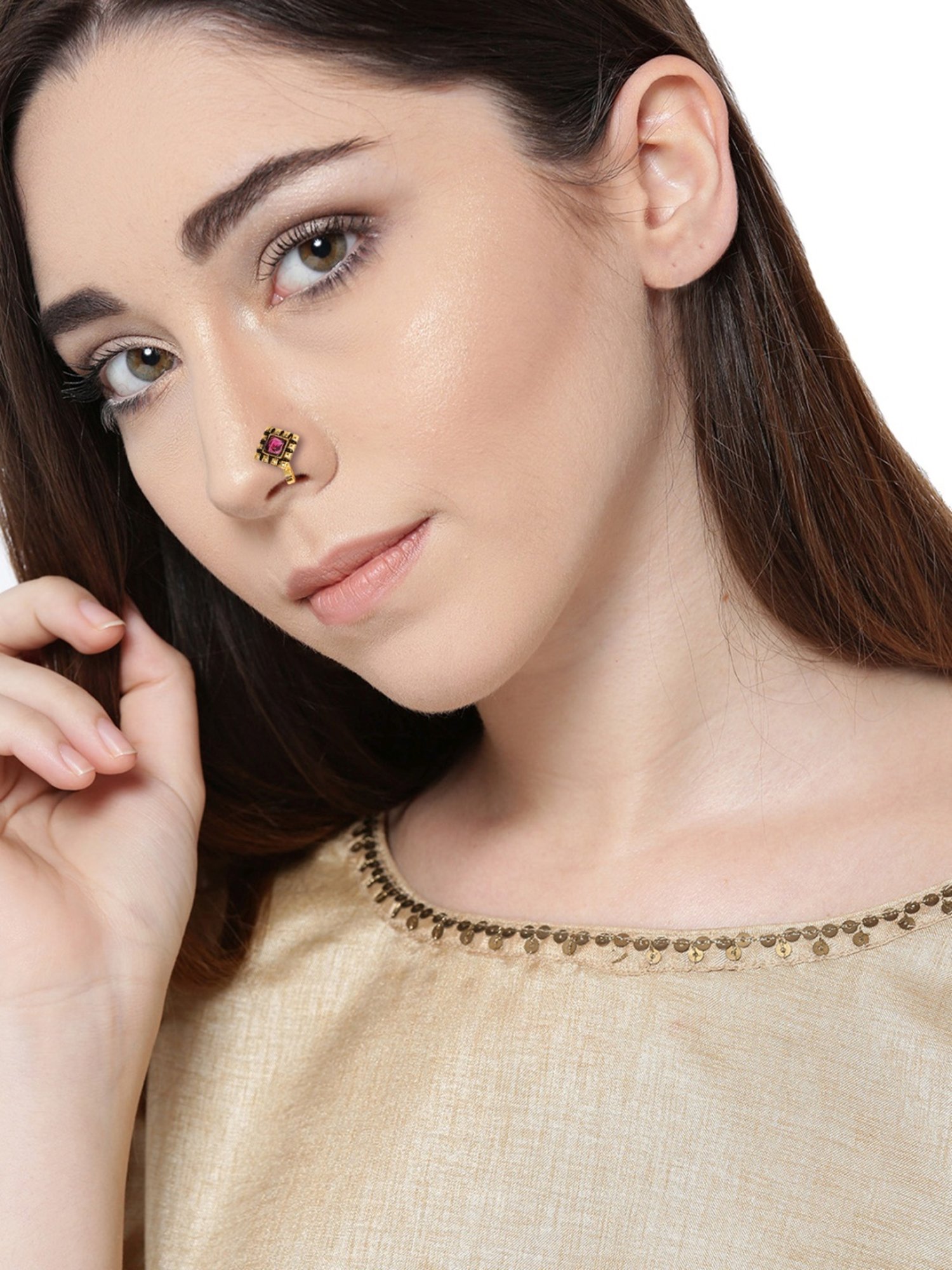 Zaveri Pearls Multicolor Alloy Nose Clip - Set of 4