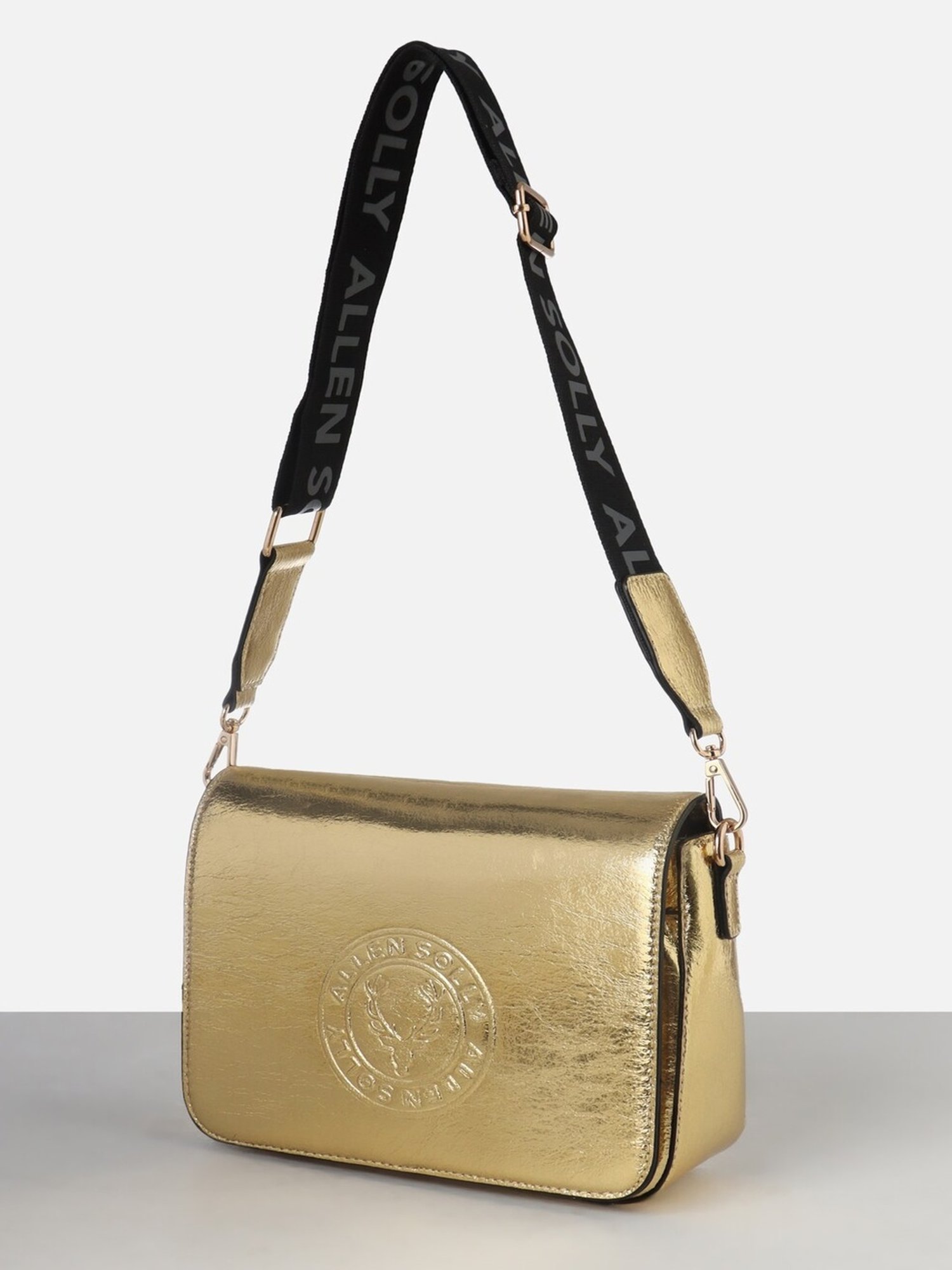 Allen Solly Gold Logo Medium Sling Handbag