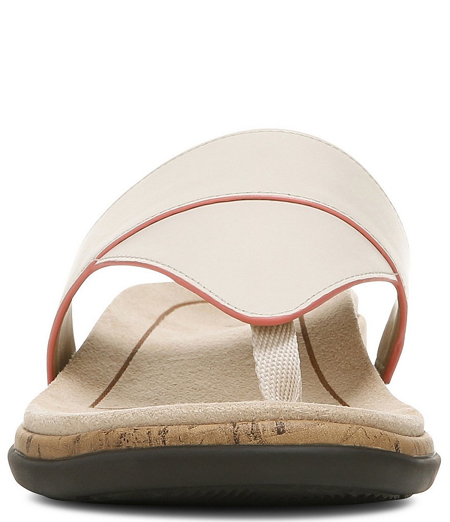 Vionic Jillian Leather Cork Wedge Thong Sandals