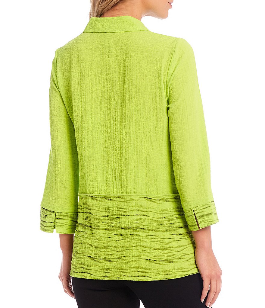 Ali Miles Exposed Seam Button-Front Point Collar Tunic