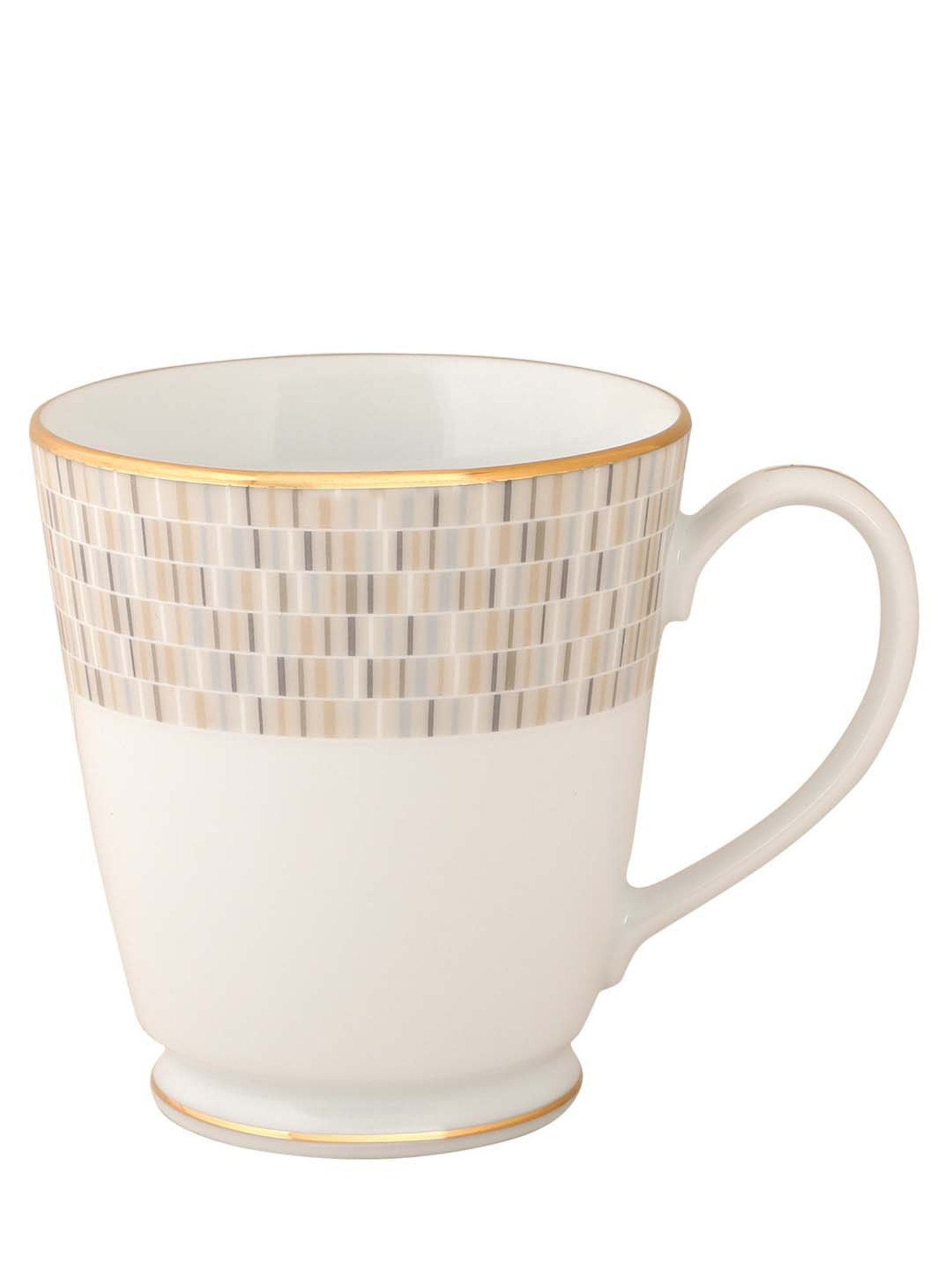 NORITAKE Hearth Off-White & Brown Porcelain VILLE DE LUMIERE Milk Mug (0.37 L) - Set of 1