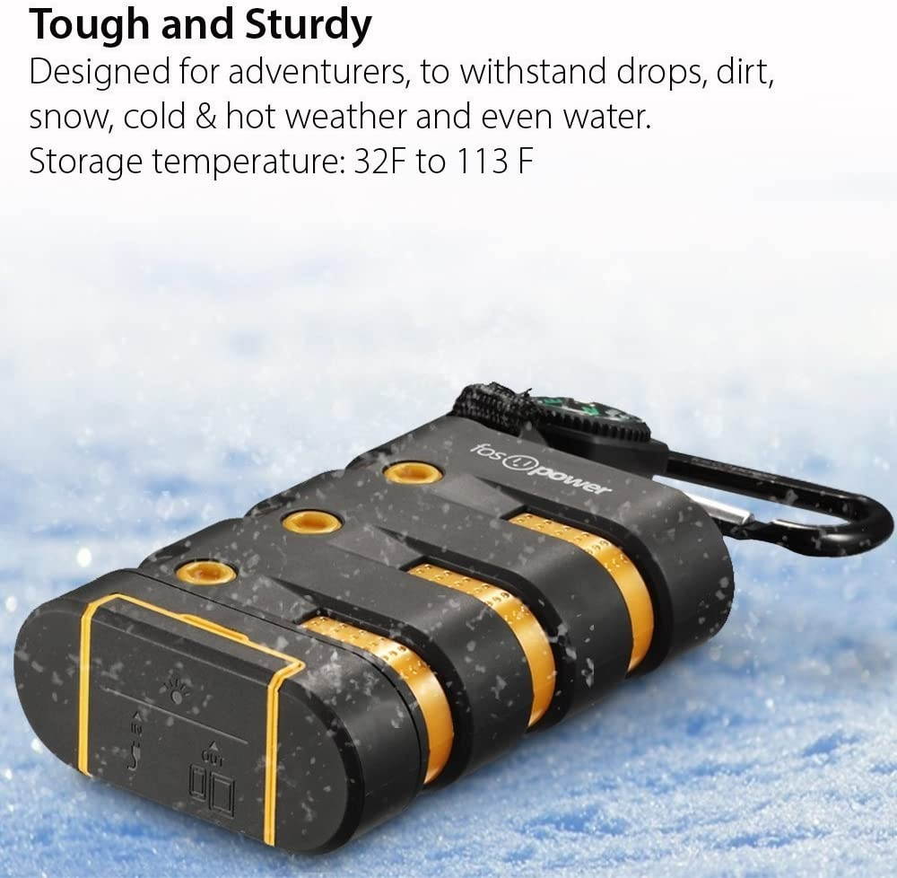 FosPower PowerActive 10200 mAh Power Bank - 2.1A USB Output [Water/Shock/Dust Proof] Rugged Heavy Duty Portable Battery Charger for iPhone/iPad Android Smartphones Tablets & MP3