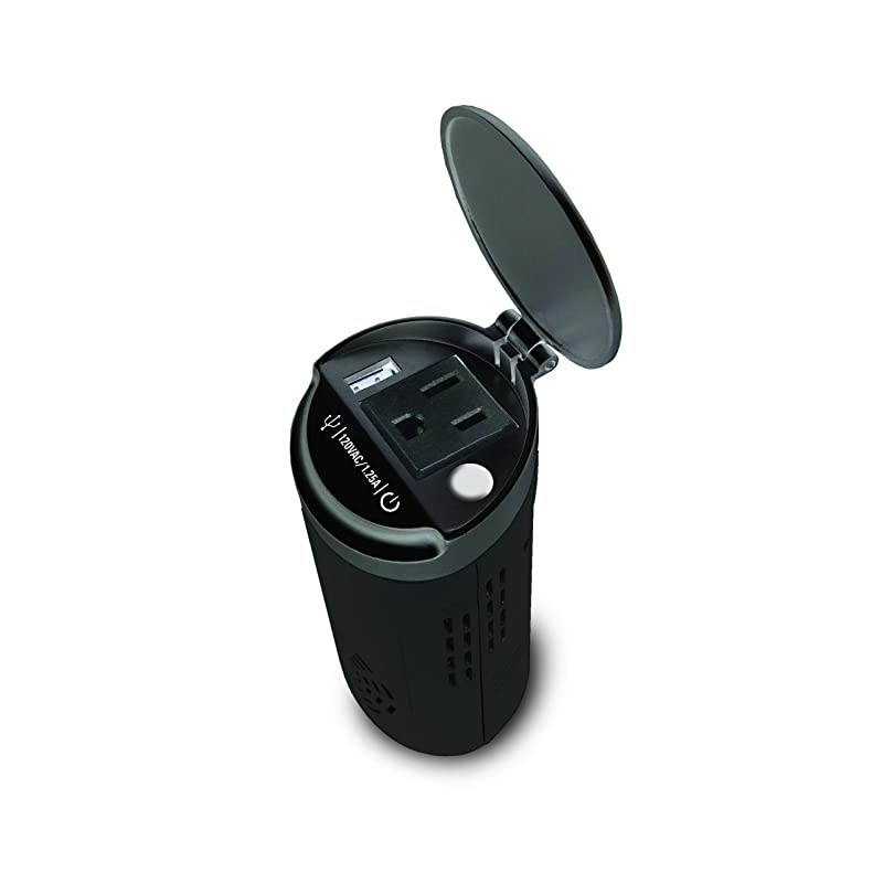 XI15 150 Watt DC to AC Cup Power Inverter with 1 120V AC Outlet 1 USB Port Power Plugs into 12V Port