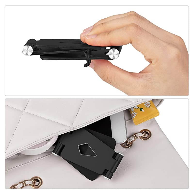 Adjustable Cell Phone Stand  Phone Holder for Desk Small Size Portable Desktop Dock Compatible with iPhone XR XS X 11 9 8 7 6 Plus Samsung Google Office Home Desk Nightstand Decor Black