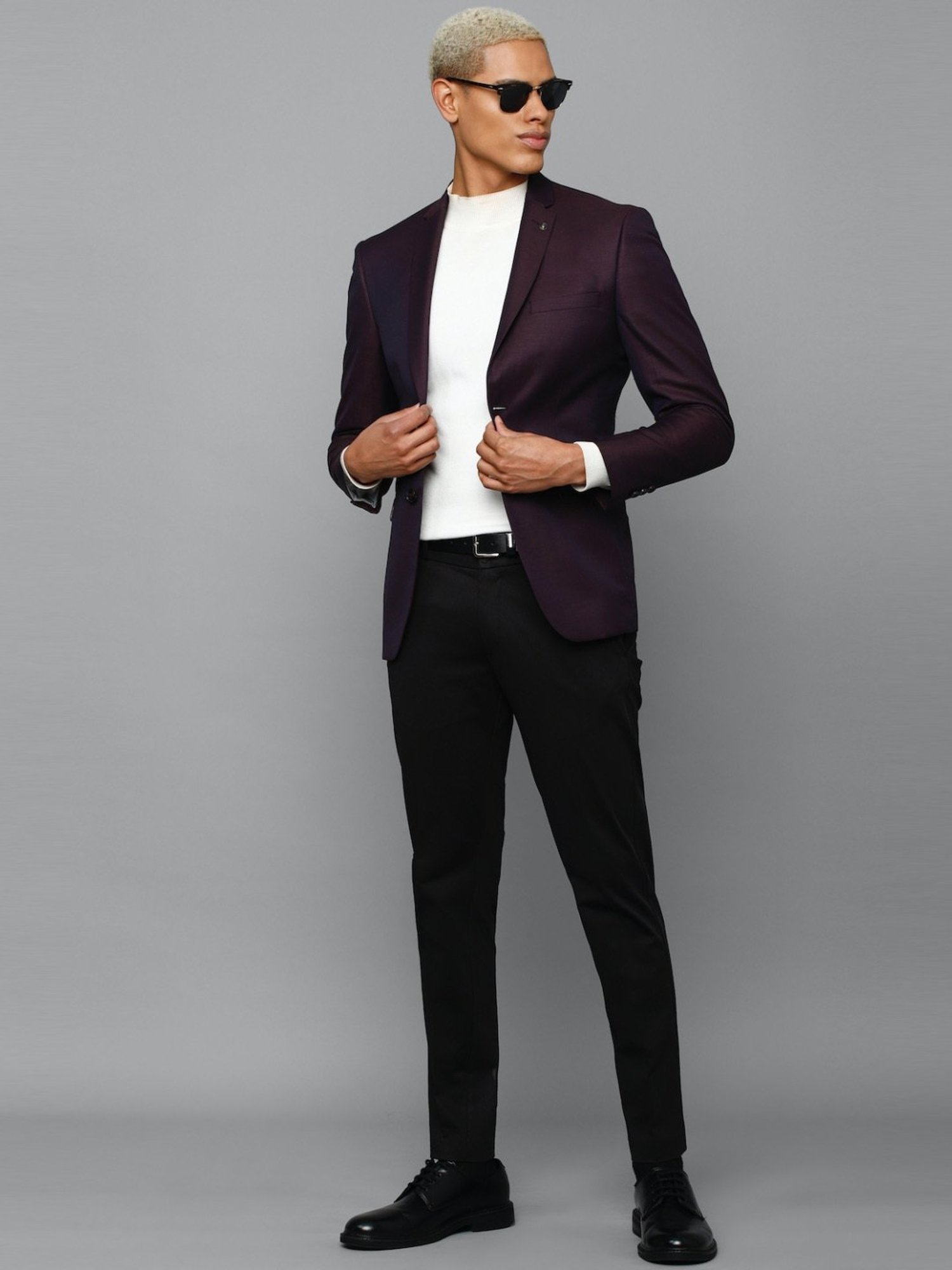 Allen Solly Purple Slim Fit Blazer
