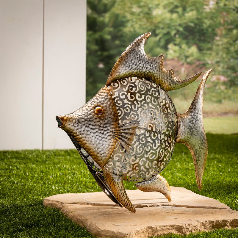 Garden Meadow 18-Inch High Metal and PVC Tropical Fish, Silver