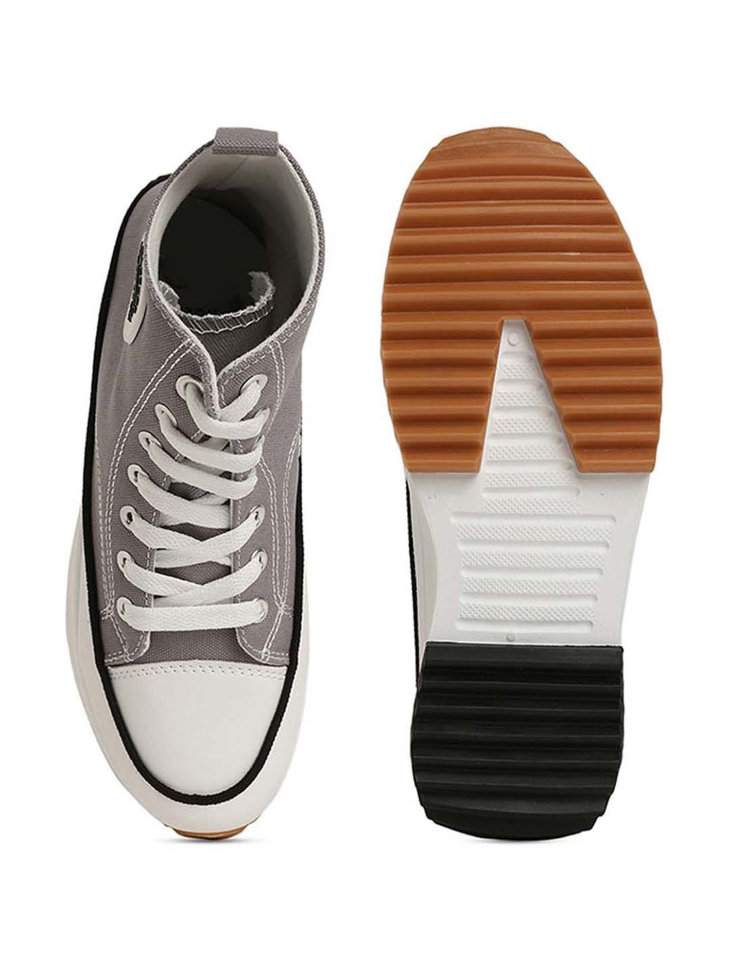 Mozafia Women's Grey Ankle High Sneakers