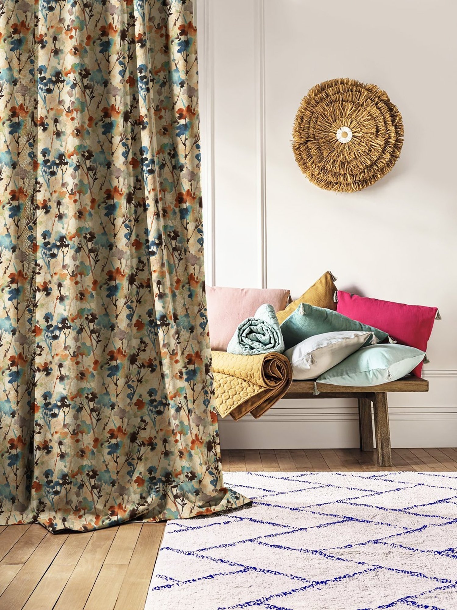 SPACES DRAPE STORY Elegent Multicolor Polyester 8 FT Door Curtain - Set of 2