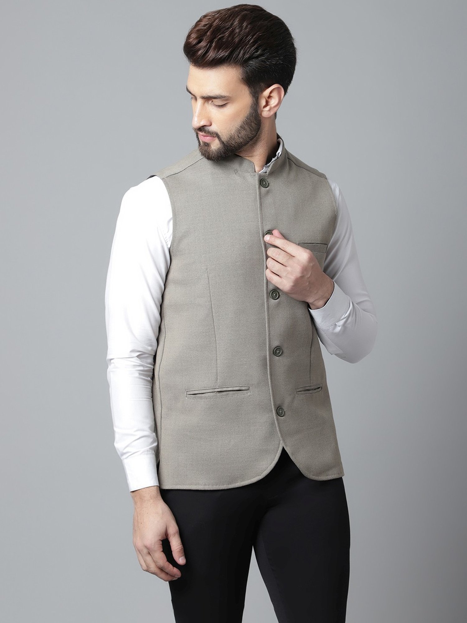 Even Cream Regular Fit Nehru Jacket