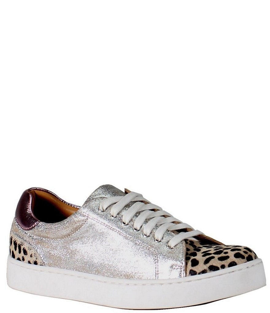 Diba True All Mund Metallic Leather Cheetah Print Calf Hair Sneakers