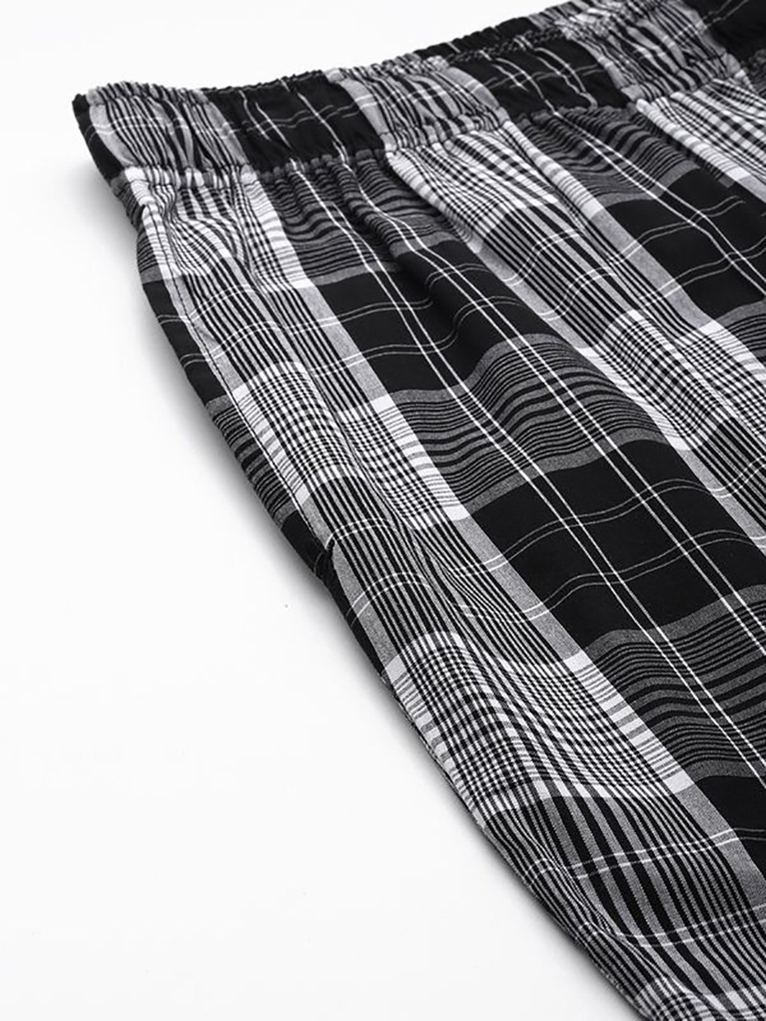 English Navy Grey Cotton Regular Fit Checks Lounge Pants