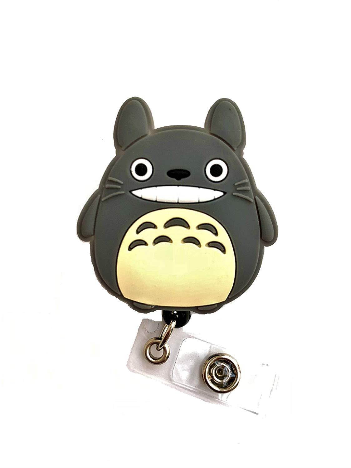 Cartoon Retractable ID Badge Holder - Badge Reel - Name Badge Holder - Nursing Badge Holder - Pediatric Badge Holder - School Nurse Badge - RN Badge Holder by Swivels Merchandise (Totoro)