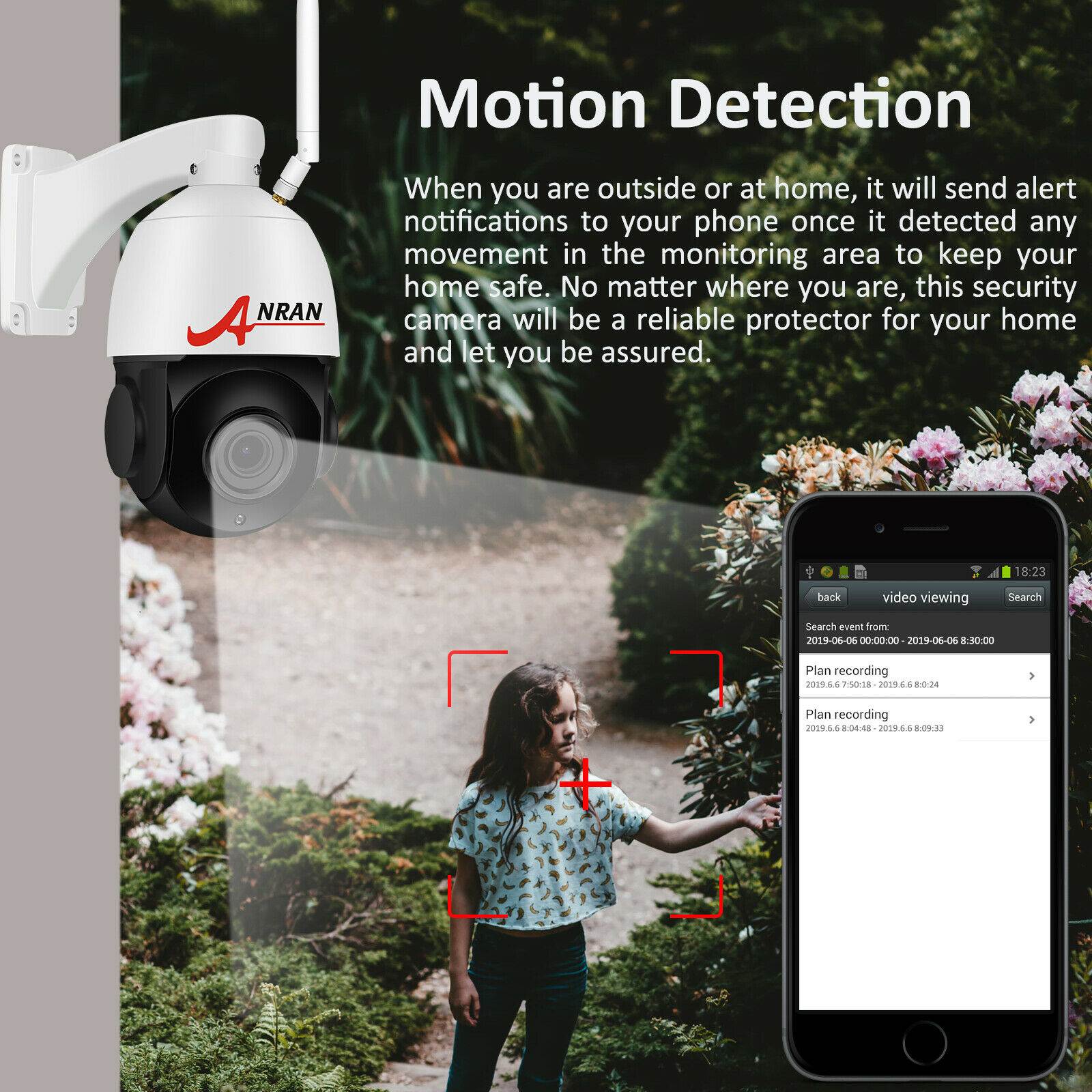 ANRAN Outdoor PTZ WiFi Security Camera, 1920P Pan/Tilt/20x Optical Zoom Surveillance CCTV IP Weatherproof Camera with Two Way Audio ,Night Vision Motion Detection, Support 128GB SD Card