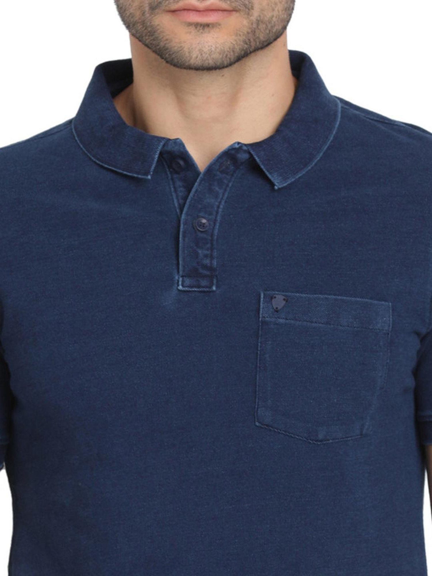 Turtle Navy Cotton Slim Fit Polo T-Shirts
