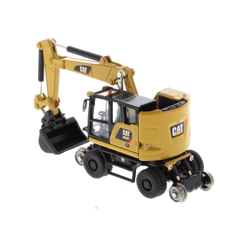 CAT Caterpillar M323F Railroad Wheeled Excavator with 3 Accessories (CAT Yellow Version) "High Line" 1/87 (HO) Scale Diecast Model by Diecast Masters