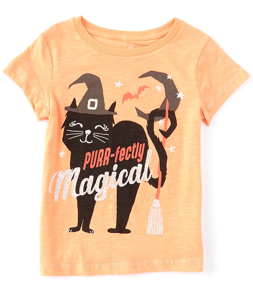 Peek Little/Big Girls 2T-12 Short-Sleeve Spooky Cat Graphic Tee