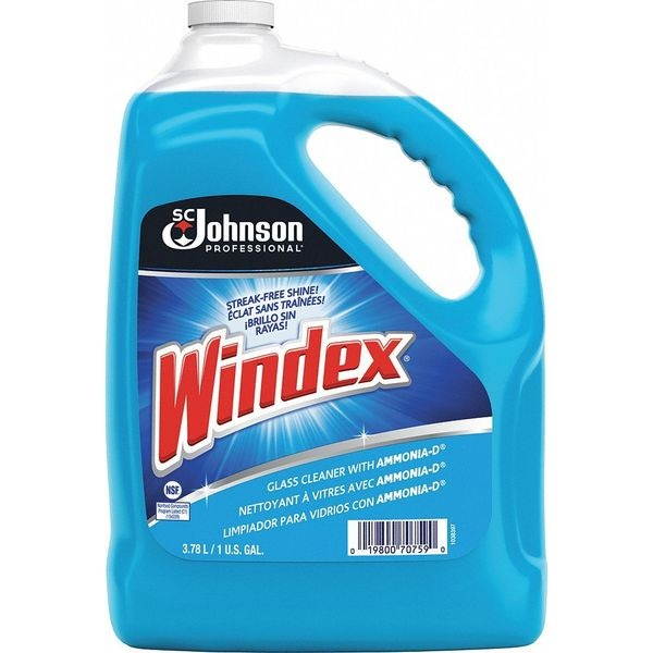 WINDEX 696503 Liquid Glass and Surface Cleaner, 1 gal., Blue, Unscented, Jug