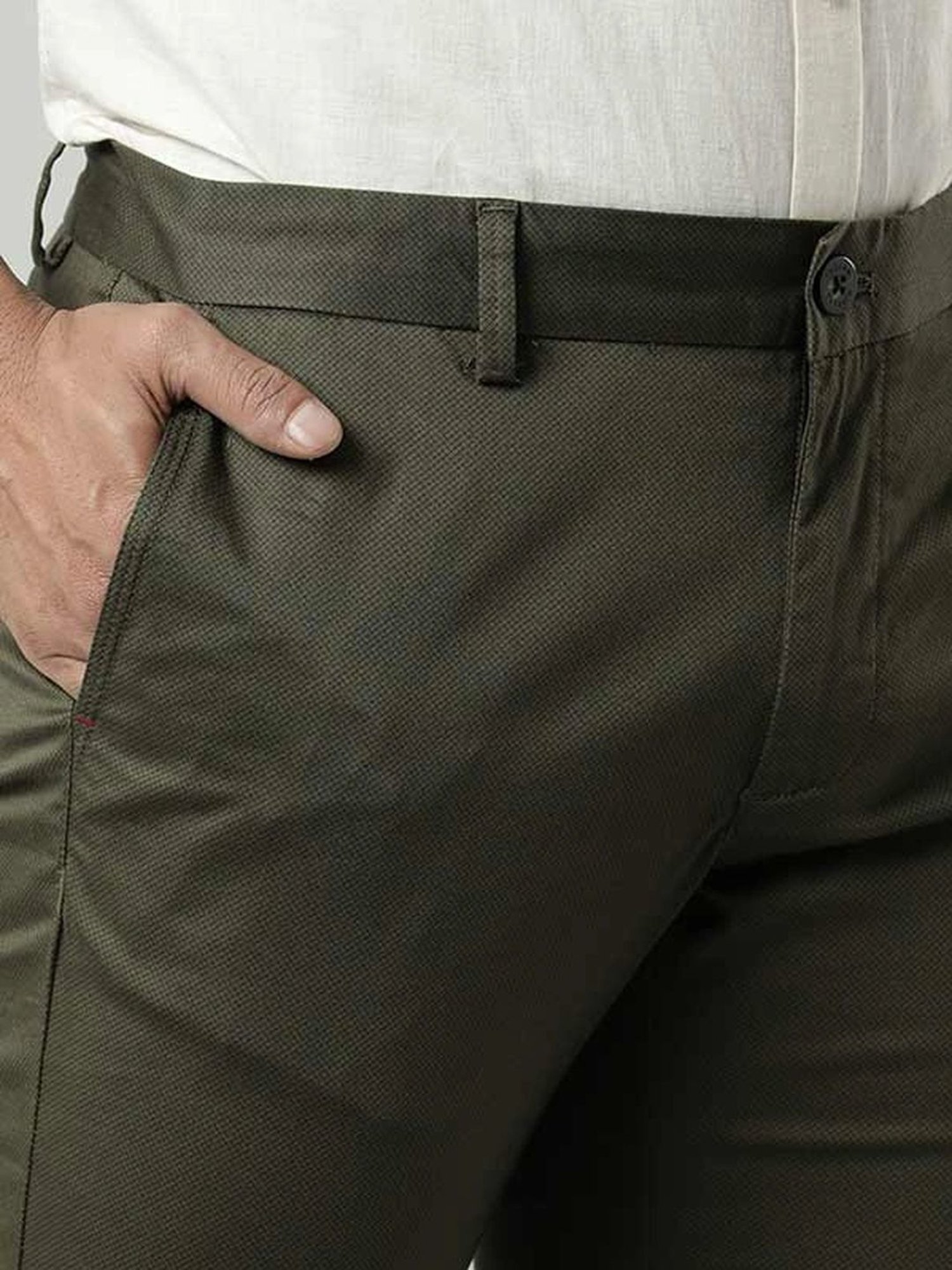 Indian Terrain Olive Slim Fit Trousers