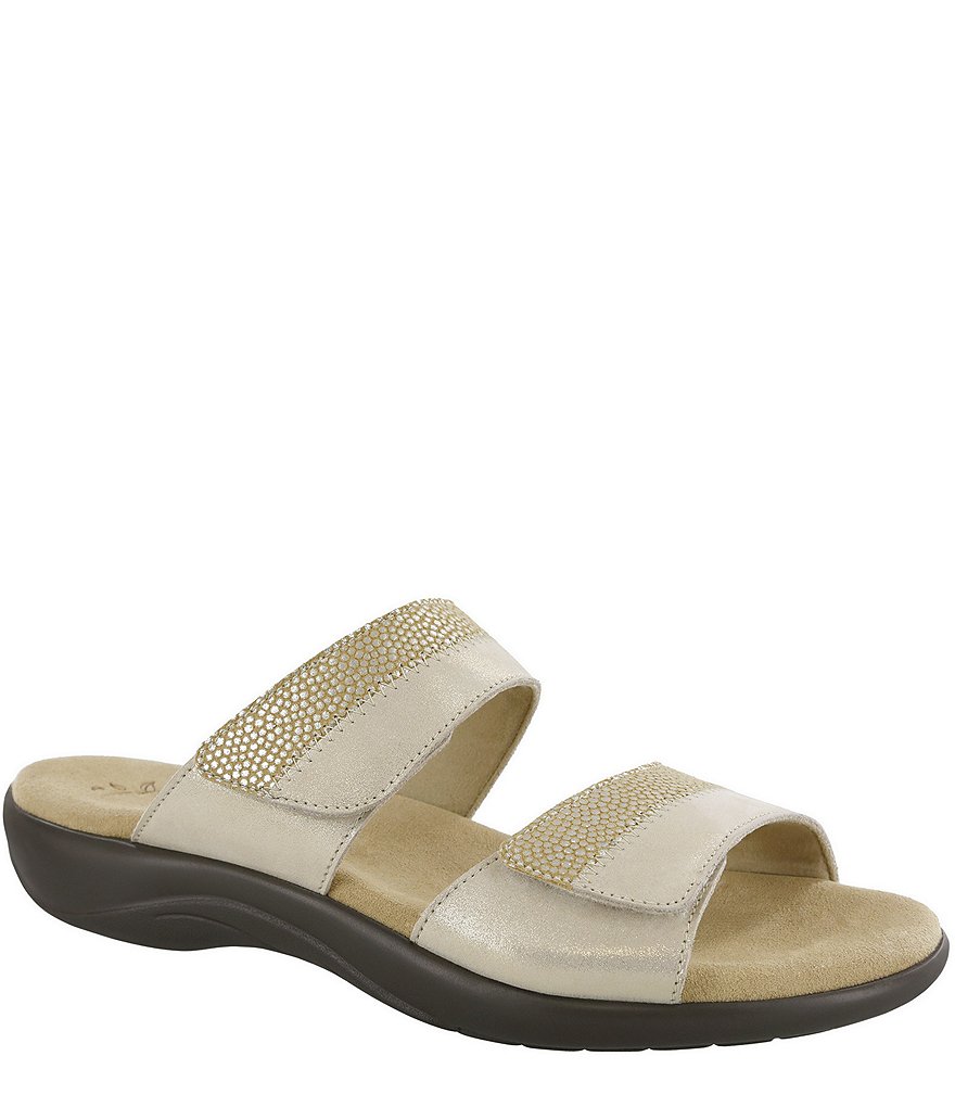 SAS Nudu Dot Printed Leather Wedge Slides
