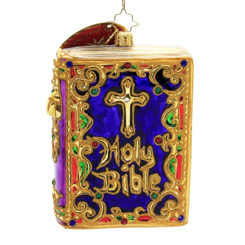 Christopher Radko 5.0" Holy Bible Ornament Religious Faith God  -  Tree Ornaments