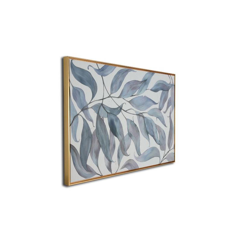 24" x 36" Leaves Floating Framed Wall Canvas Blue - Gallery 57