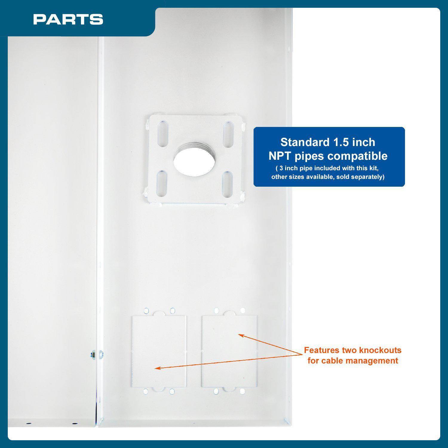 QualGear&reg; Pro-AV QG-KIT-S2-3IN-W Projector Mounting Kit - Projector Mount, Suspended Ceiling Adapter, a 3 inch 1.5-Inch NPT Threaded Pipe in White