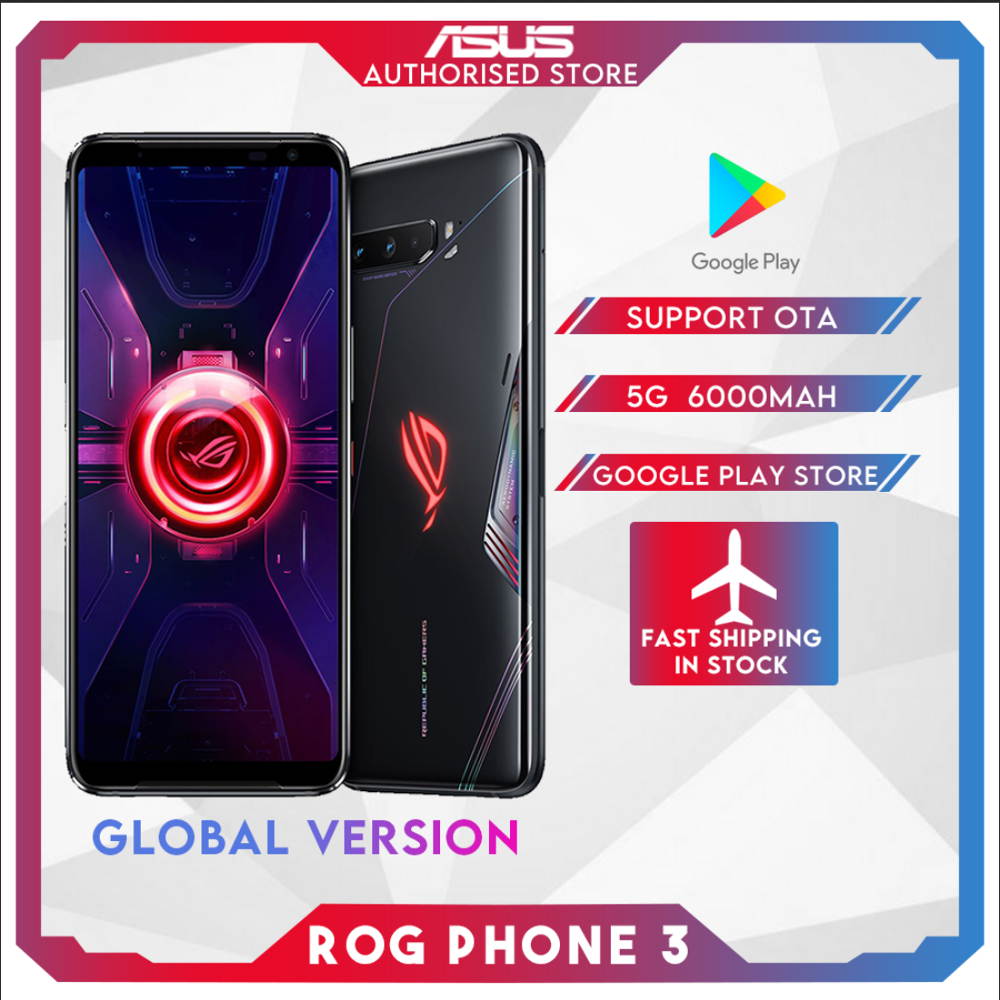 Original Global Rom Vesion ASUS ROG Phone 3 5G Snapdragon 865+ Game Phone RAM12GB/16GB ROM 128GB/256GB/512GB Dual Sim (GSM Only | No CDMA) Unlocked - Black
