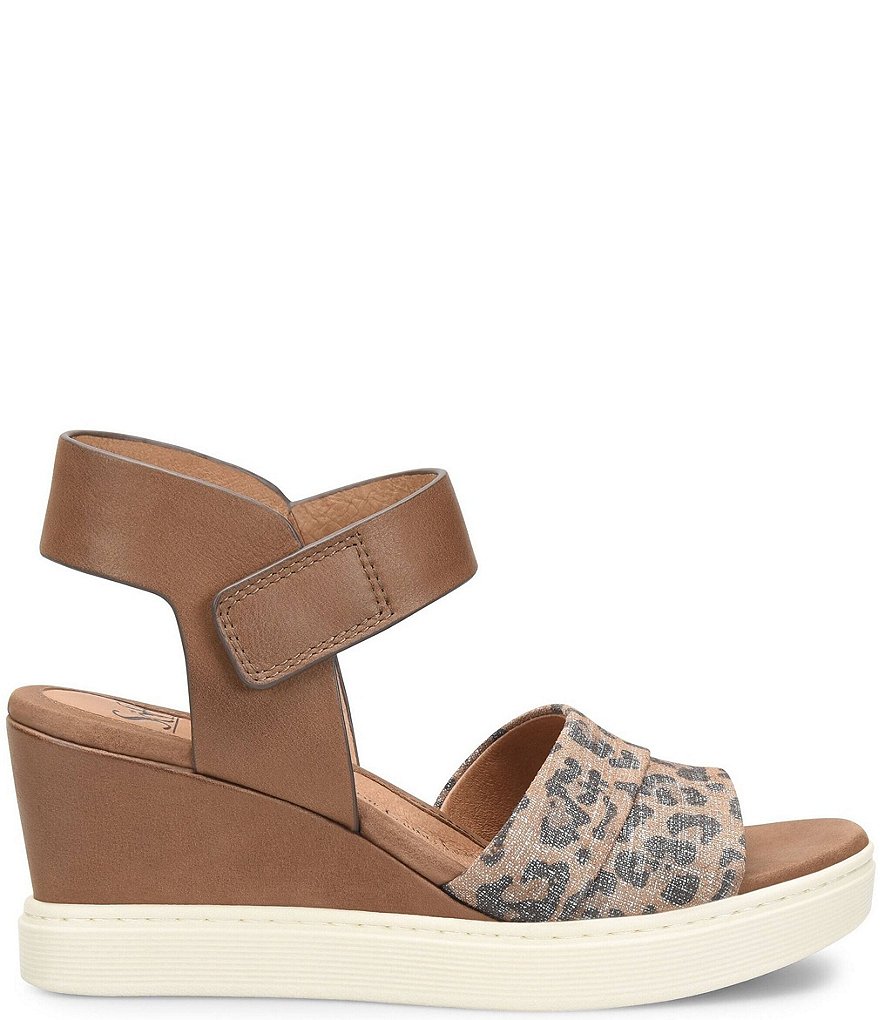 Sofft Samyra Leather Leopard Printed Athletic Inspired Wedges