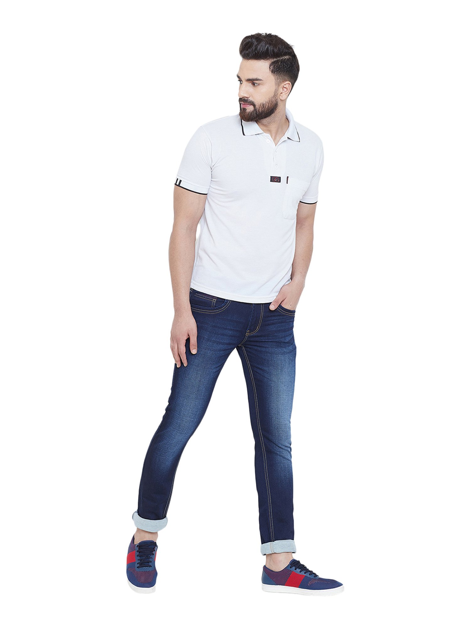 Duke Dark Blue Slim Fit Lightly Washed Jeans