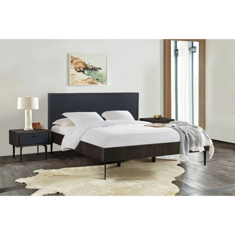 Cross Solid Oak and Metal Nightstand Dark Gray - Armen Living