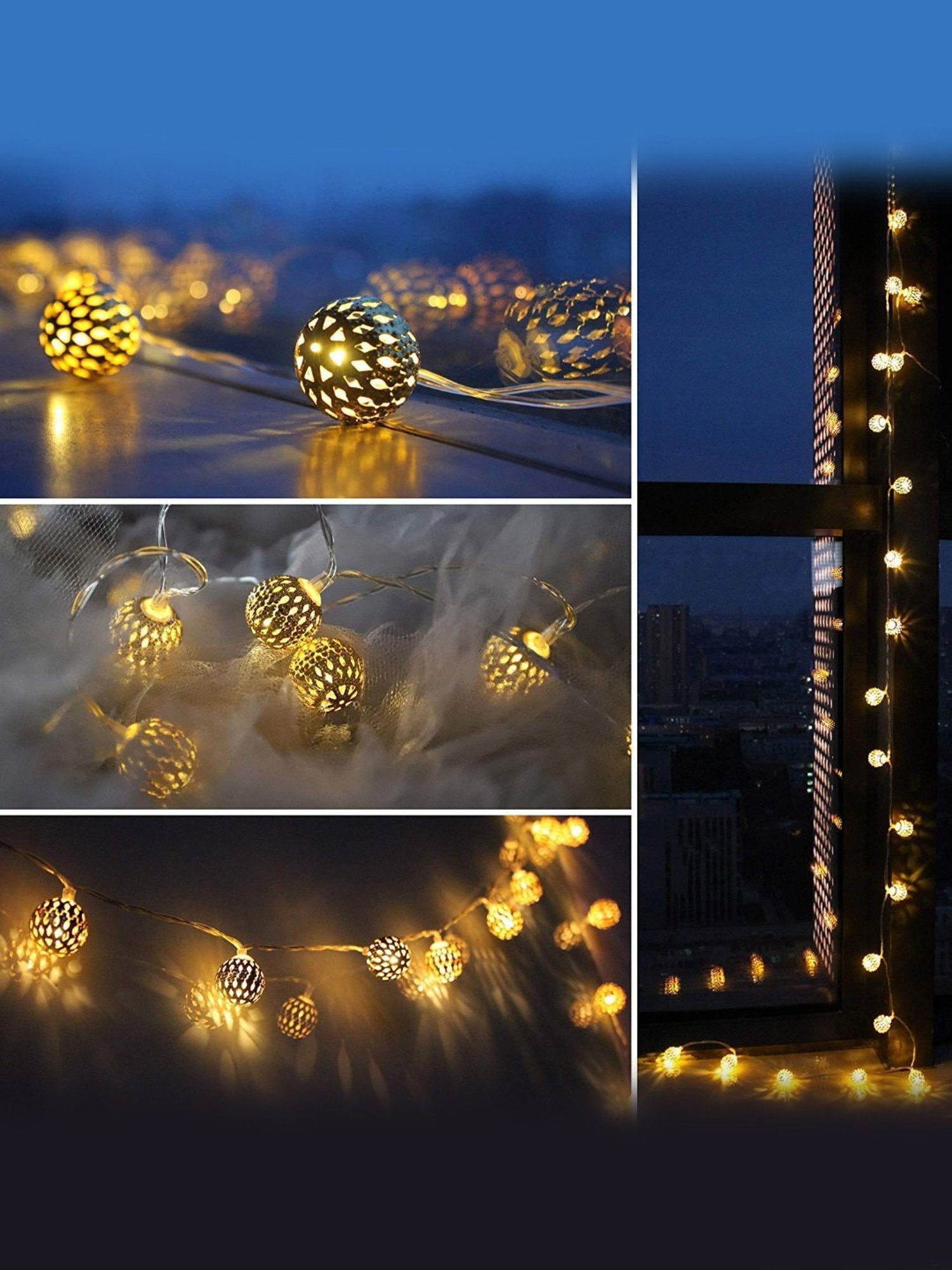 Xergy Moroccan Ball LED String Fairy Lights Outdoor & Indoor for Home Decoration Light (Warm White)
