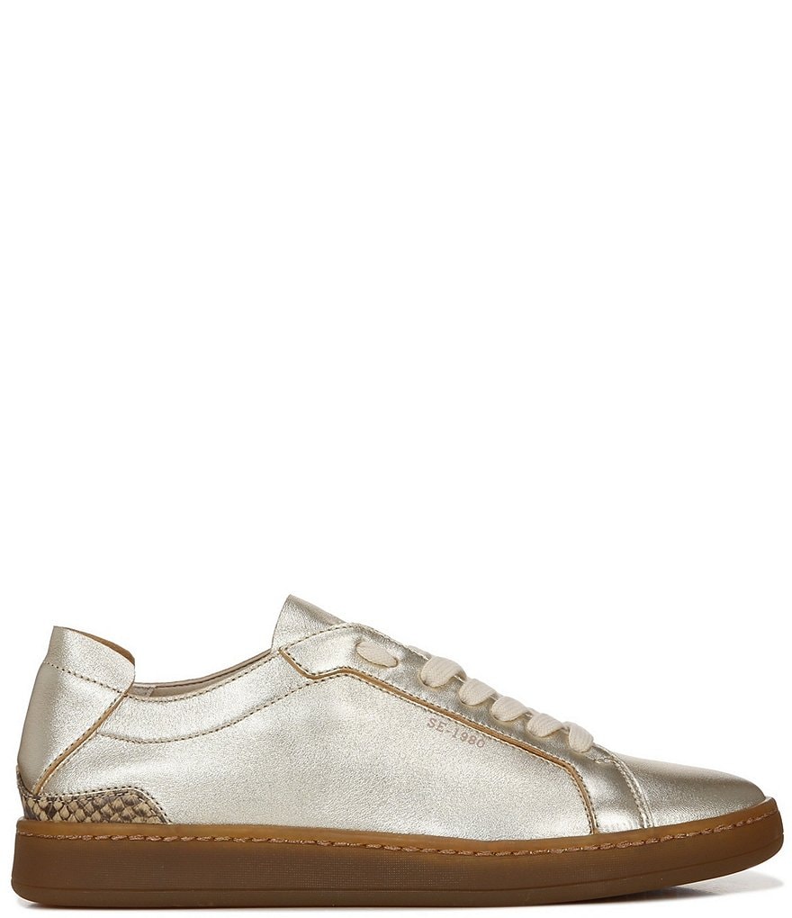 Sam Edelman Jayme Metallic Leather Snake Print Detail Lace-Up Sneakers
