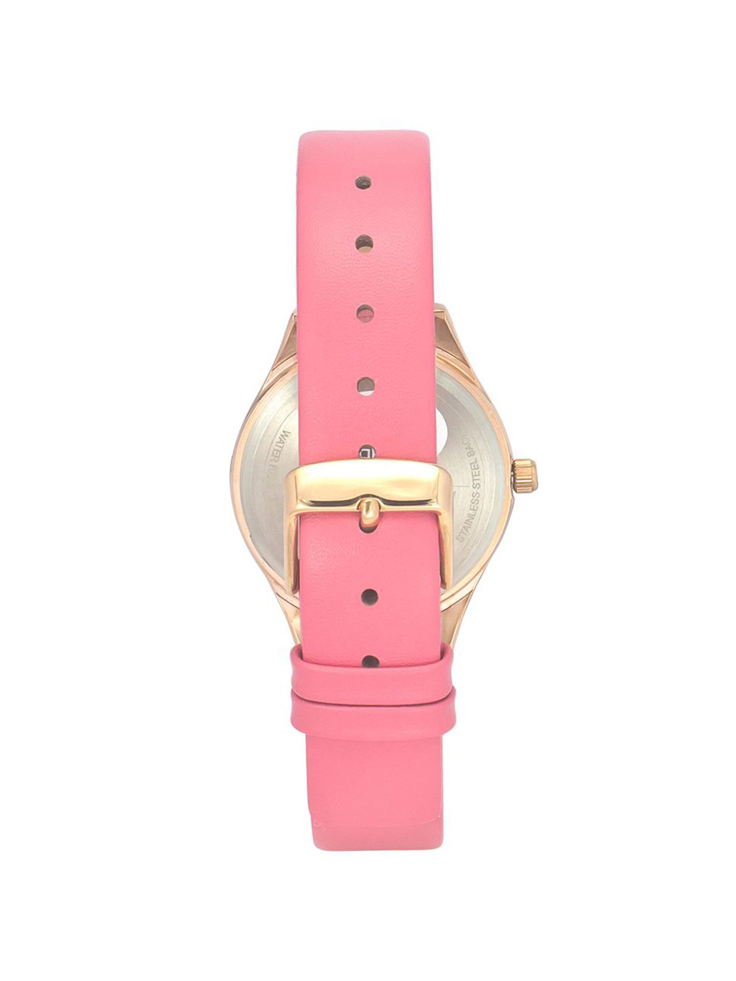 Helix By Timex Pink Round Dial Analog Leather Women Watch - TW049HL06