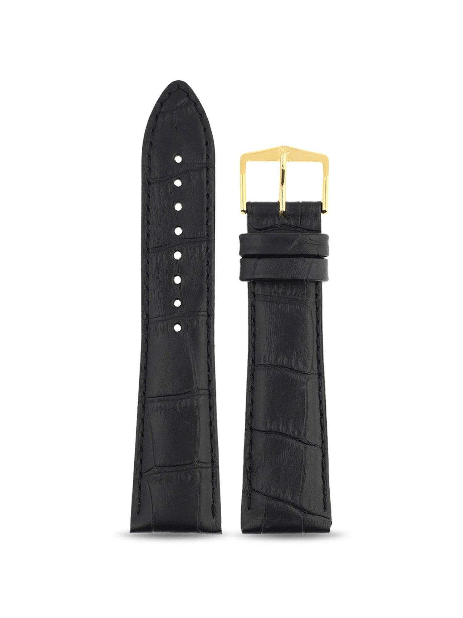 22MM BLACK Titan Genuine Leather Strap for MEN