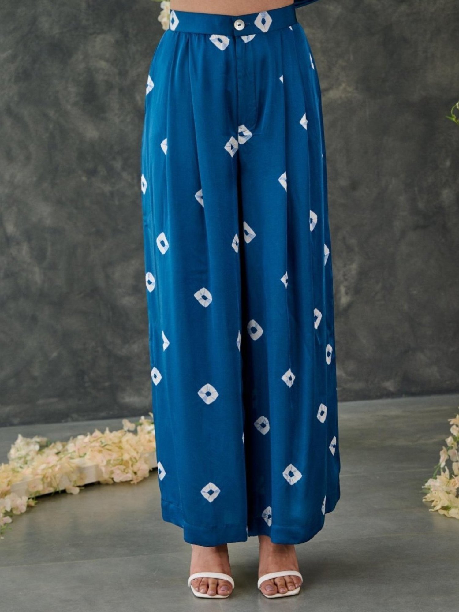 Gulaal Indigo Bandhani Modal Satin Shrug with Pant