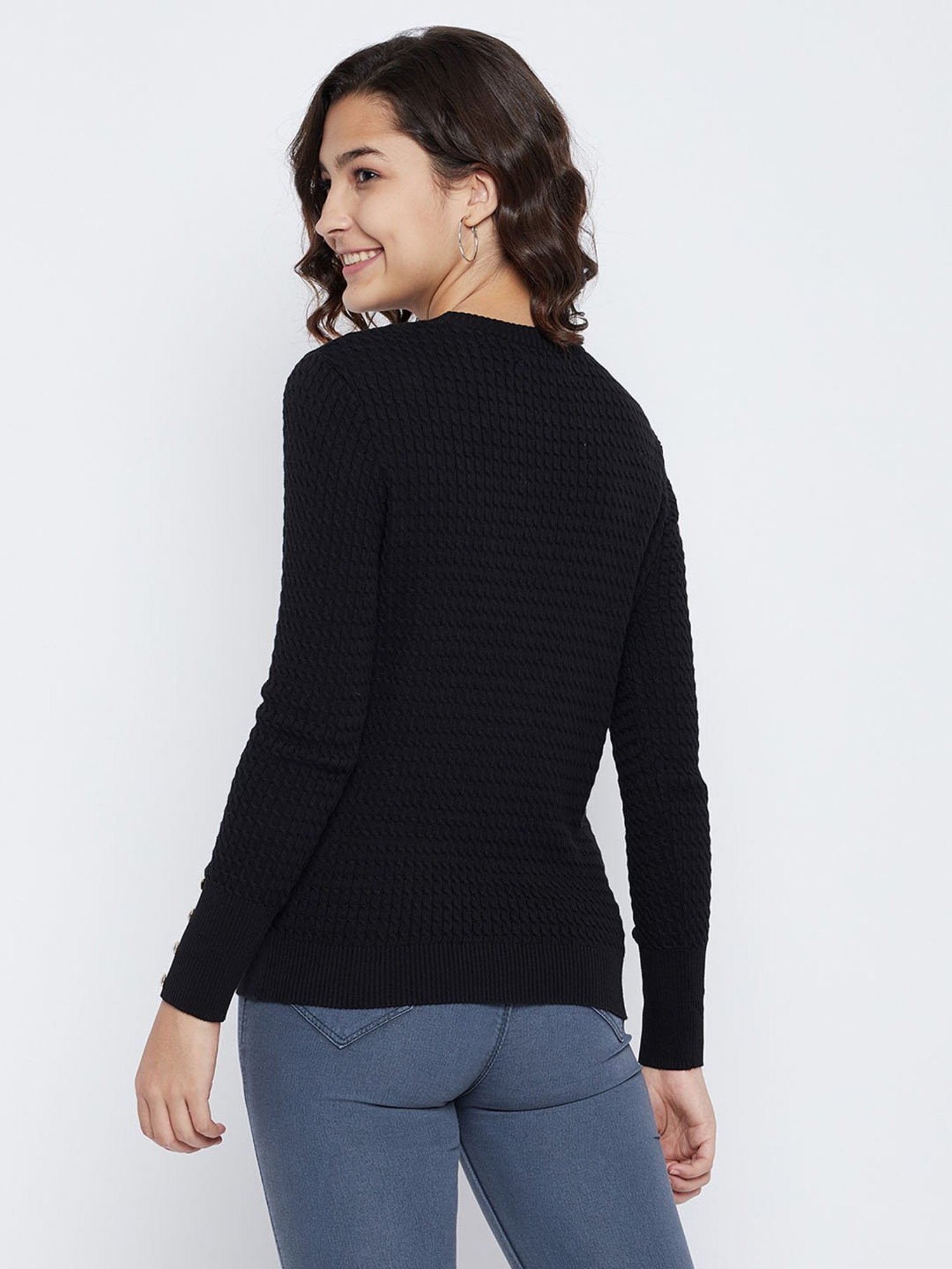 Octave Black Regular Fit Sweater