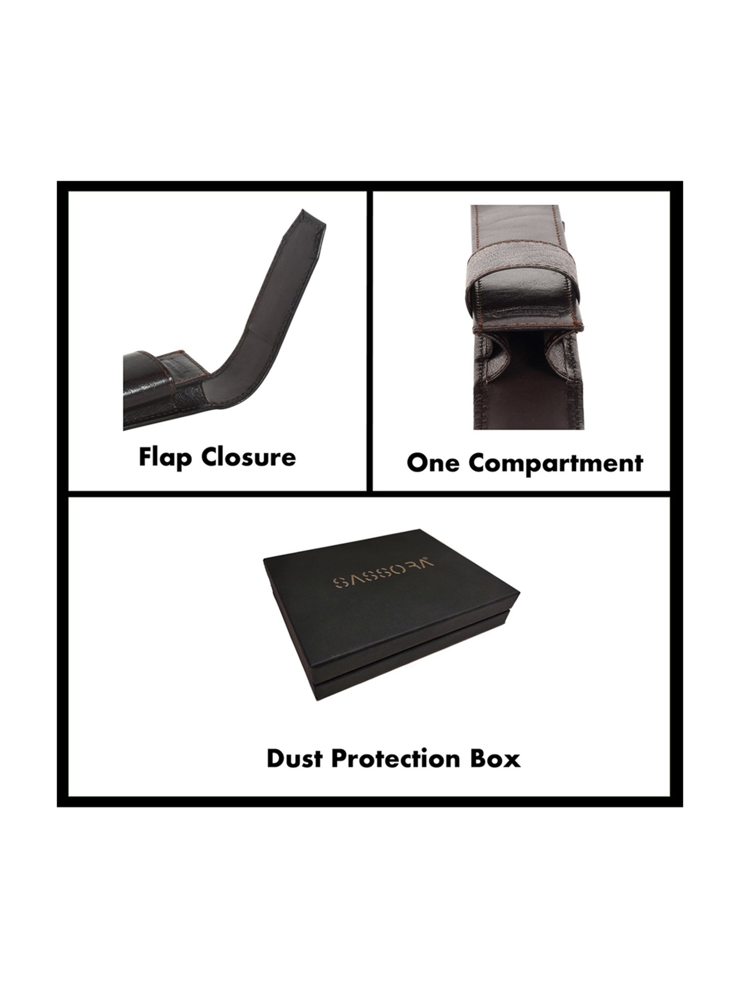 SASSORA Aria Dark Brown Leather Small Pen Case