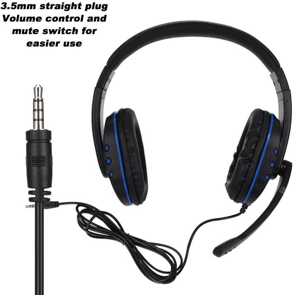 PUSOKEI Wired Gaming Headphone with Large-Diameter Speakers, Universal Double-Sided Headset with 3.5mm Straight Plug, Ergonomic Design, Double-Sided Headset