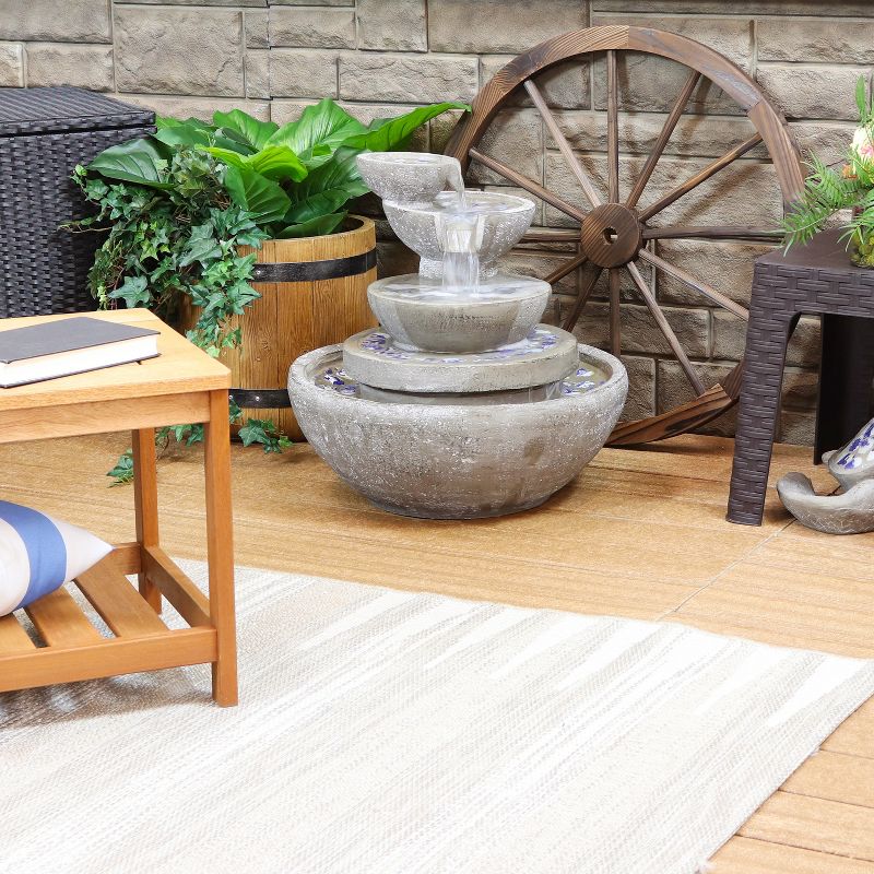 Chatsworth Two Tier Solar On Demand Fountain with Weathered Stone - Smart Solar