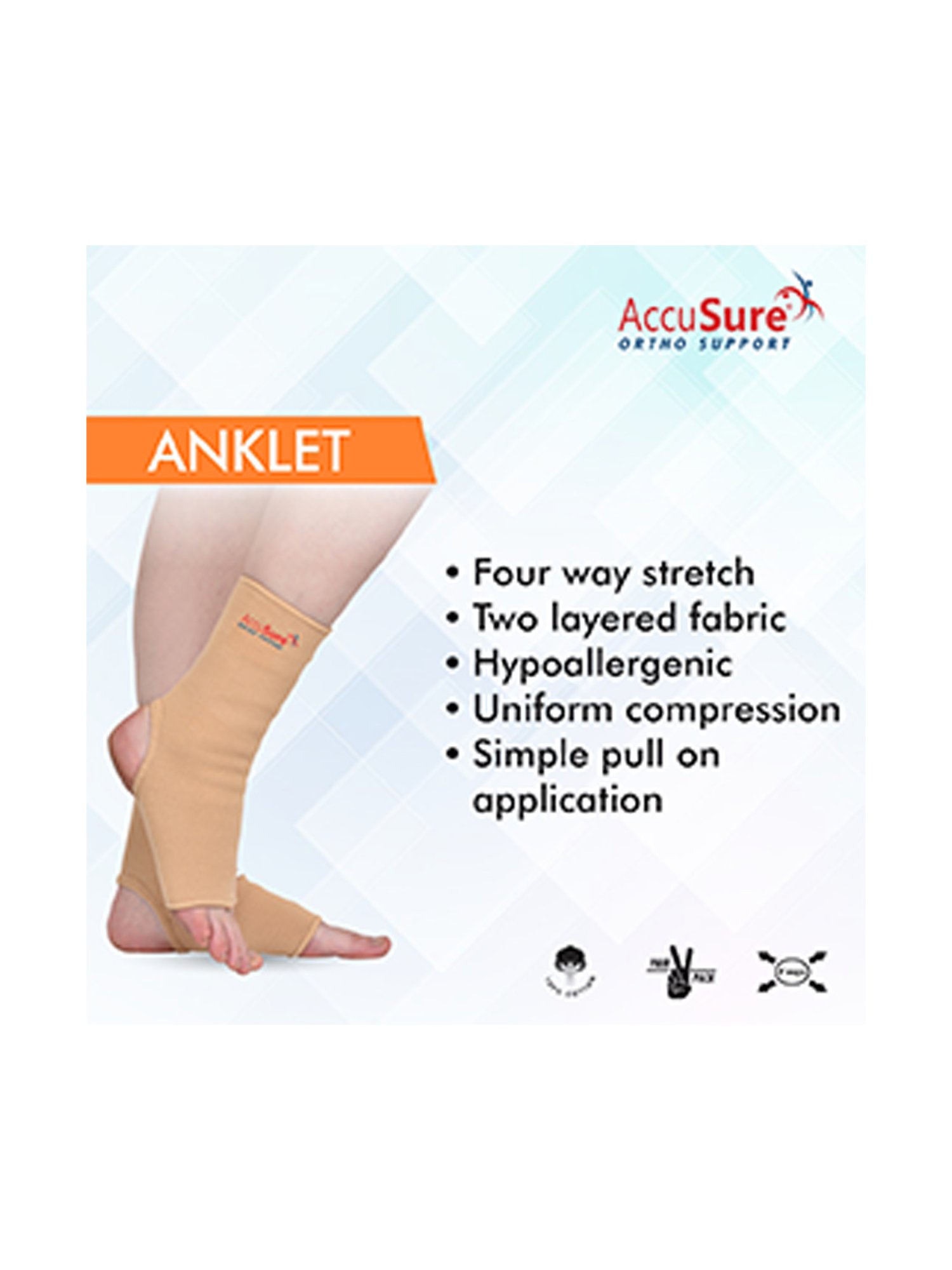 Accusure Bi-Layered Construction Orthopedic Ankle Brace For Sports Injuries, Gym, Running - L
