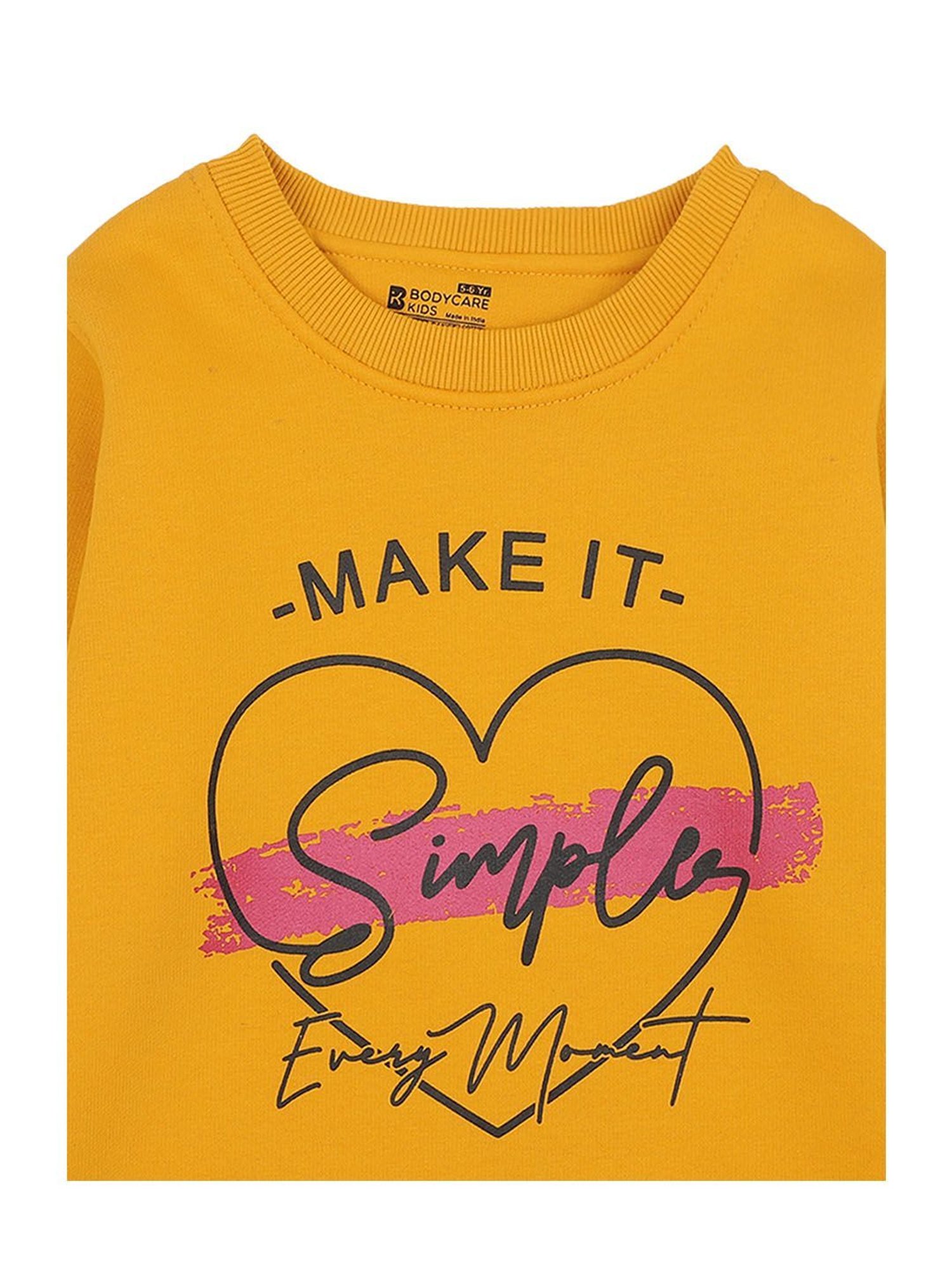 Proteens Kids Mustard Graphic Print Full Sleeves Sweatshirt