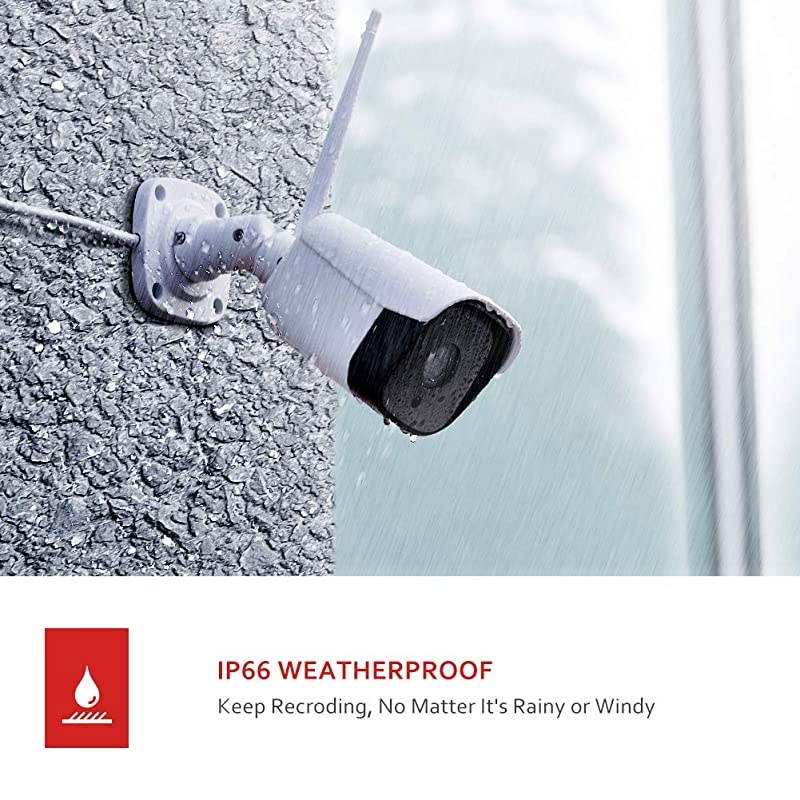 Outdoor Security Camera,  1080P WiFi Home Surveillance Weatherproof Camera with Night Vision, 2-Way Audio, Motion Detection, Works with Alexa[IPC360 App]