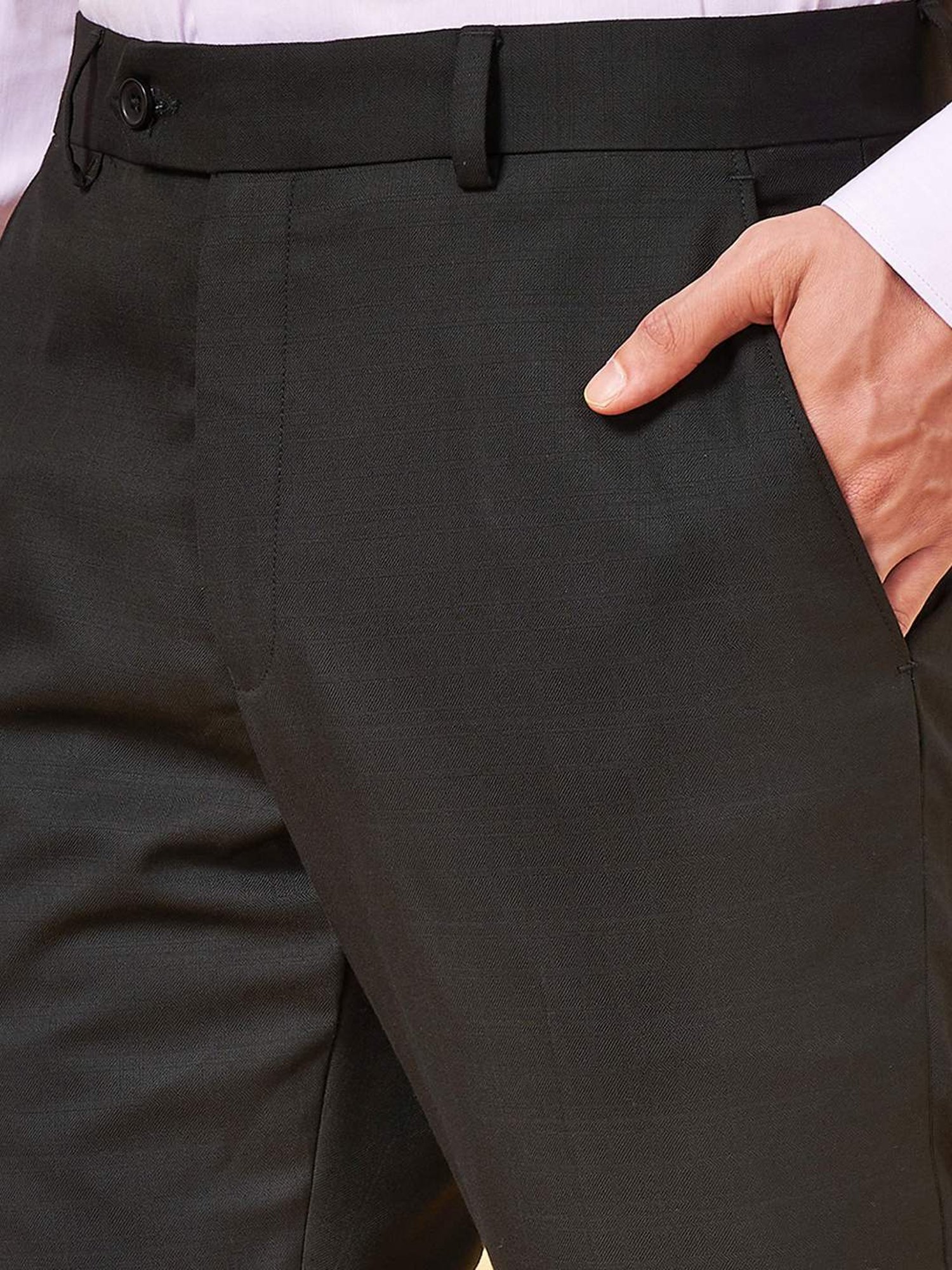 Peregrine By Pantaloons Jet Black Slim Fit Trousers