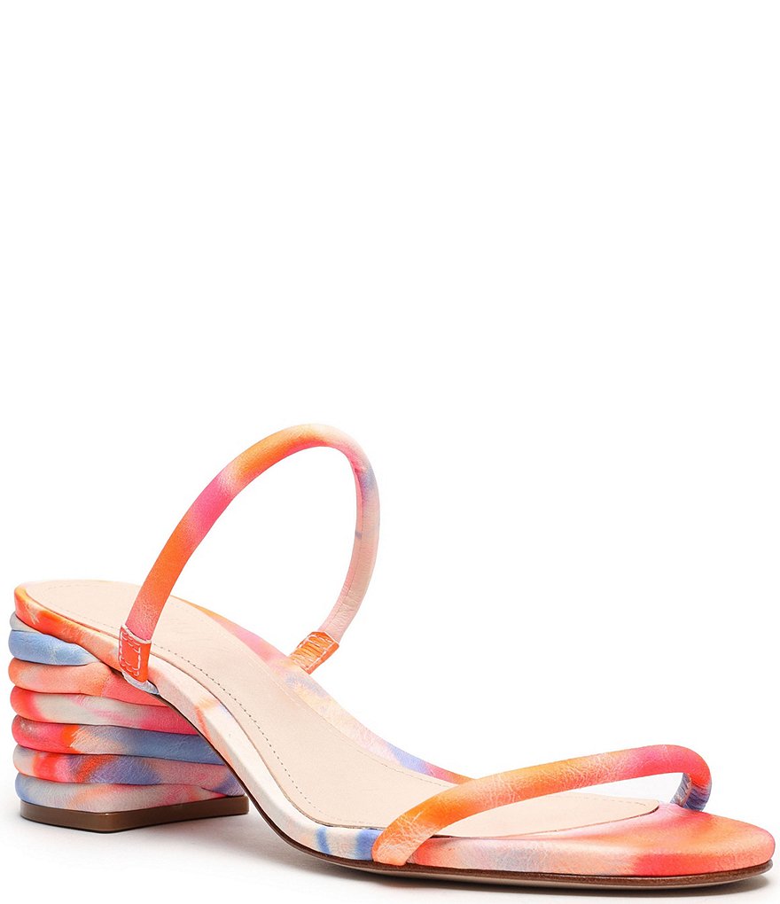 Schutz Kyra Tie-Dye Suede Sculptural Heel Dress Sandals