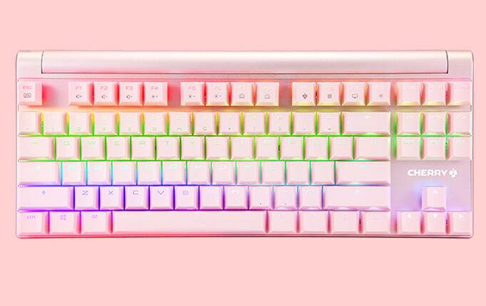 Cherry MX 8.0 RGB Pink TKL NKRO Gaming Mechanical Keyboard Wholly Aluminum Alloy Body Double-shot Keycaps  With Metallic Portable Case - Cherry MX Brown