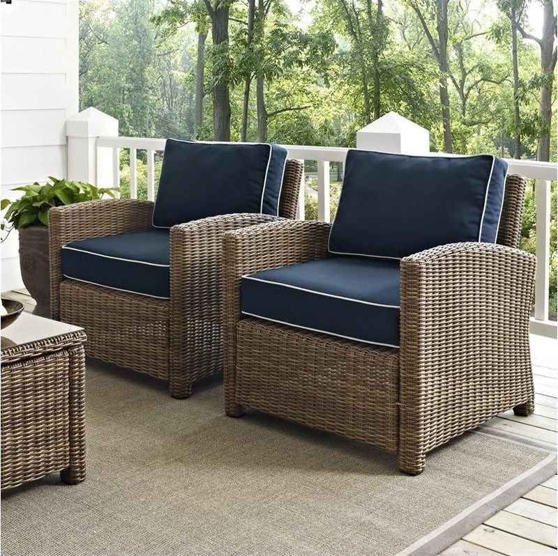 Steel 2 Piece Outdoor Wicker Seating Set in Brown-Pemberly Row