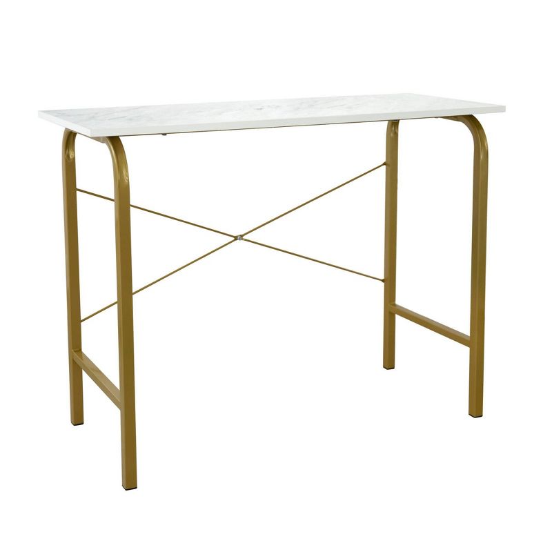 40" Home Office Computer Desk with Metal Base Marble/Brass - Versanora